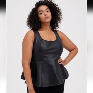 Sz 2  Torrid Peplum Faux Leather Top
